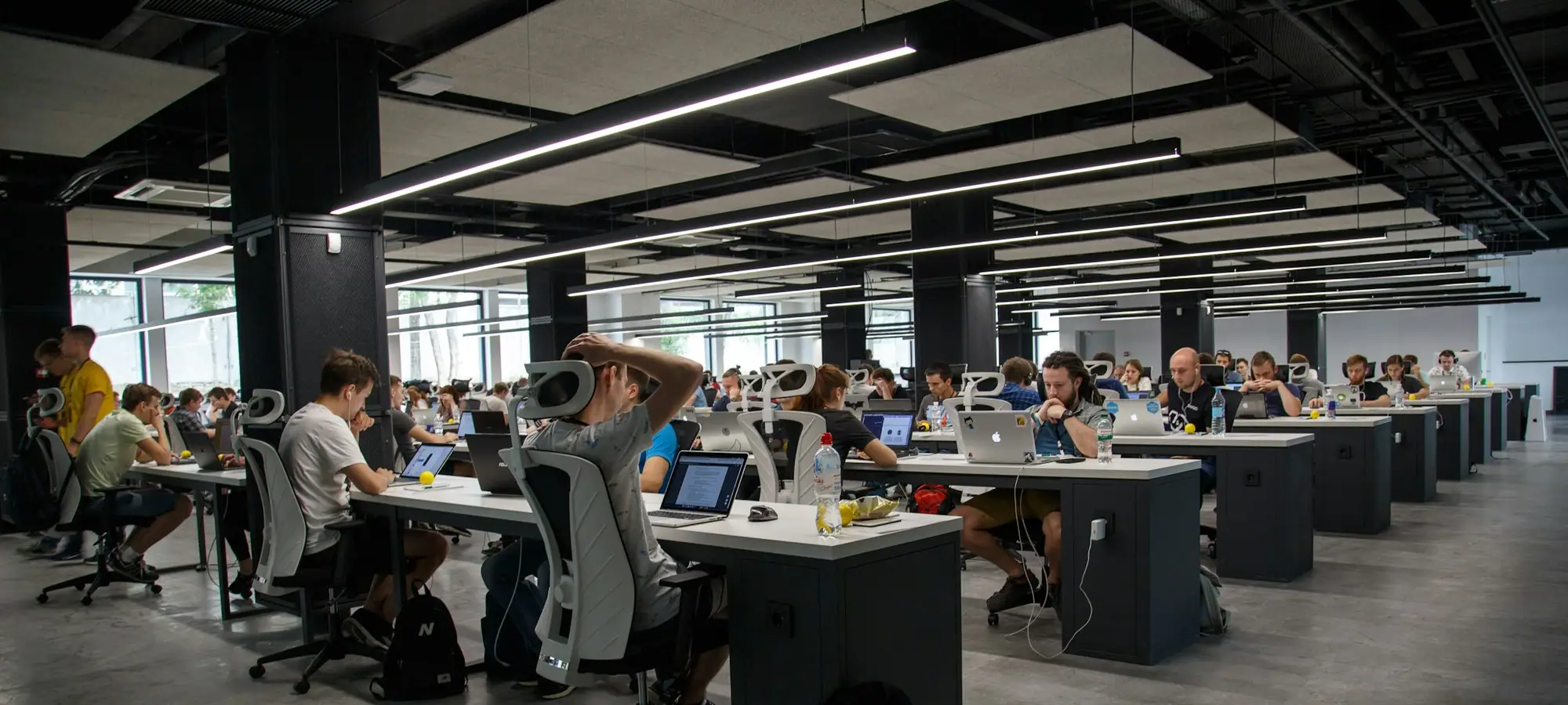 Busy open-plan office floor