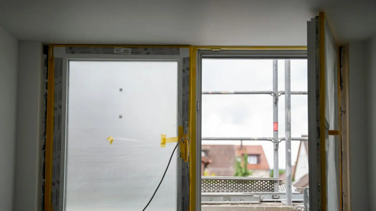 New window installed on a building under construction