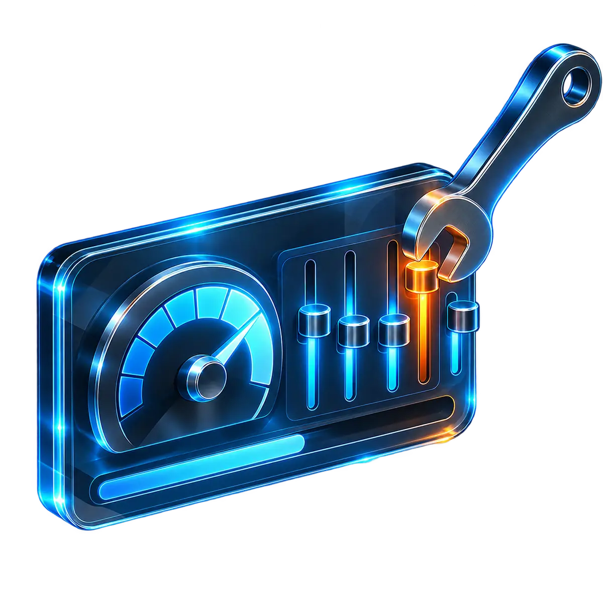 Ongoing optimisation: a performance dial and tuning controls being adjusted with a service tool
