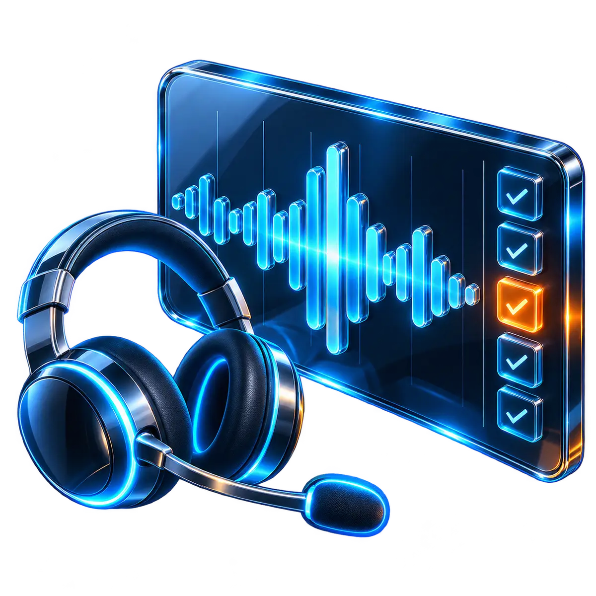 A Gong call analysis view: a headset beside a conversation waveform with a rollout checklist alongside