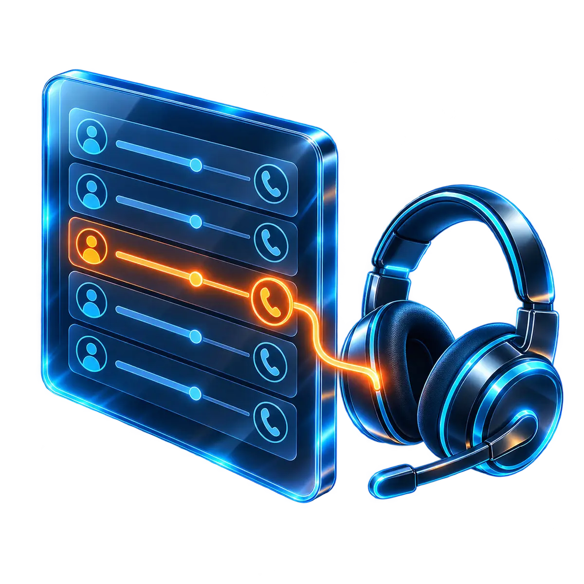 An Orum parallel dialer: several simultaneous call attempts with one live connection reaching a rep