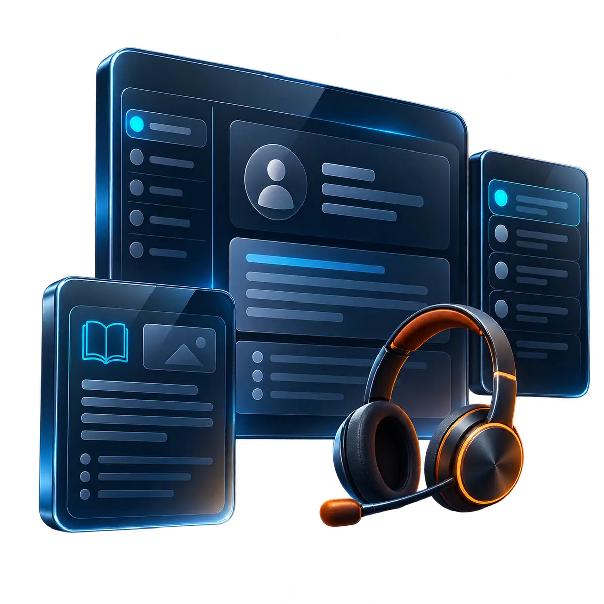 A Salesforce Service Cloud console: a case record, a support queue, a knowledge article and a voice channel