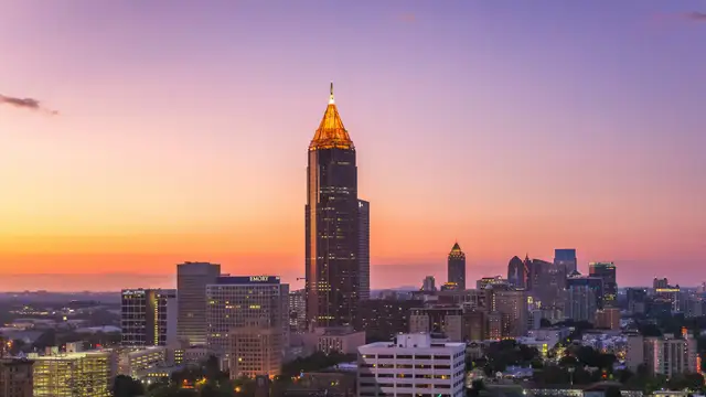 Atlanta skyline at sunset