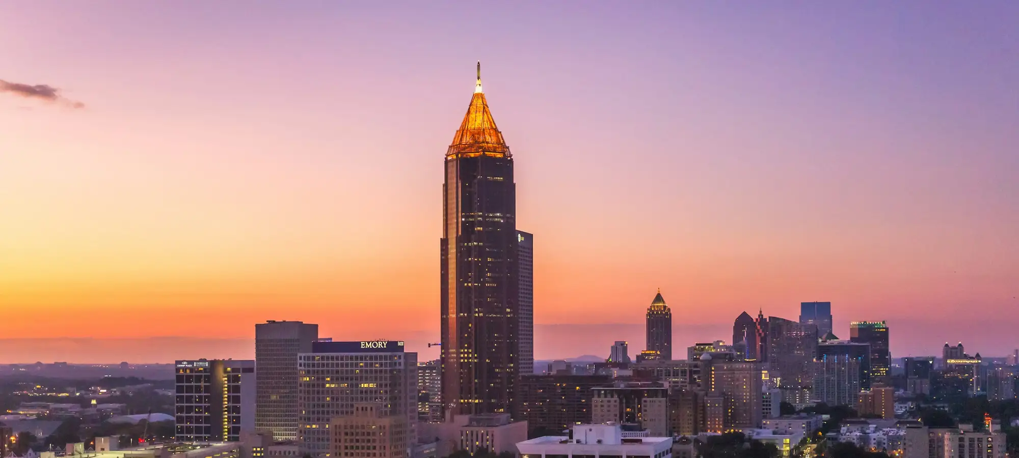 Atlanta skyline at sunset