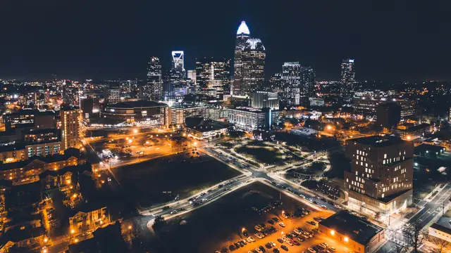 Uptown Charlotte skyline at night