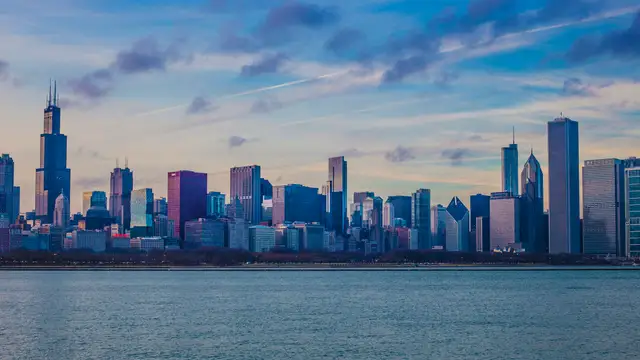 Chicago skyline across Lake Michigan