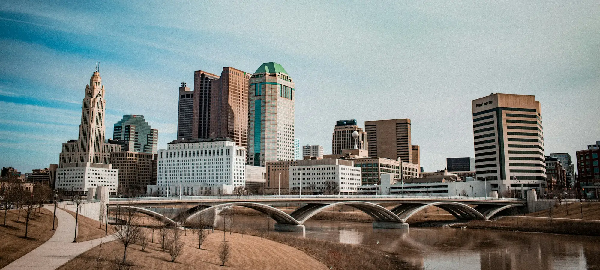 Columbus skyline along the Scioto River