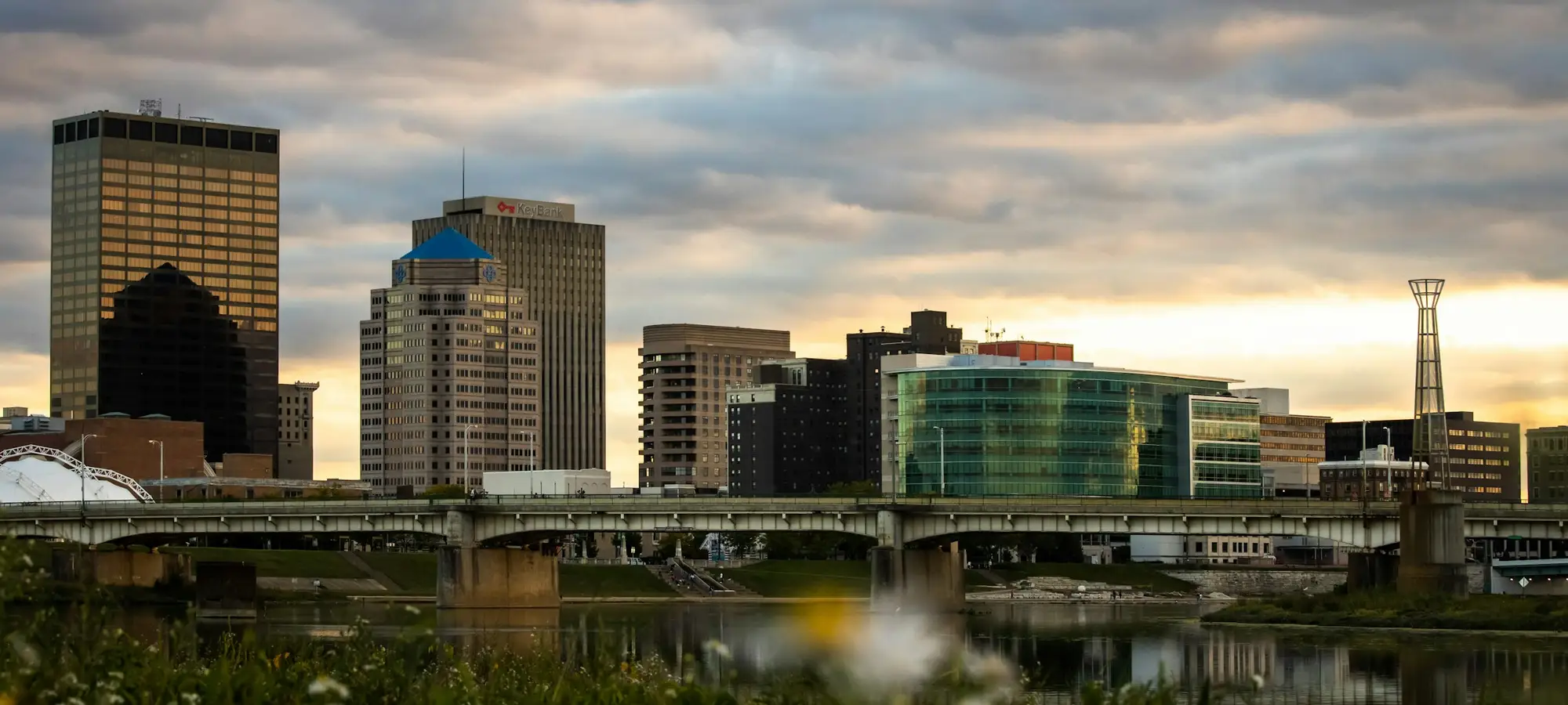 Downtown Dayton skyline along the river