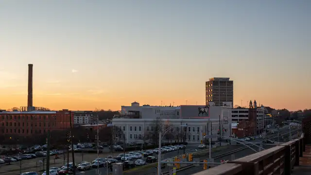 Downtown Durham at sunset
