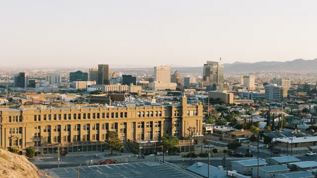 Downtown El Paso with the mountains beyond