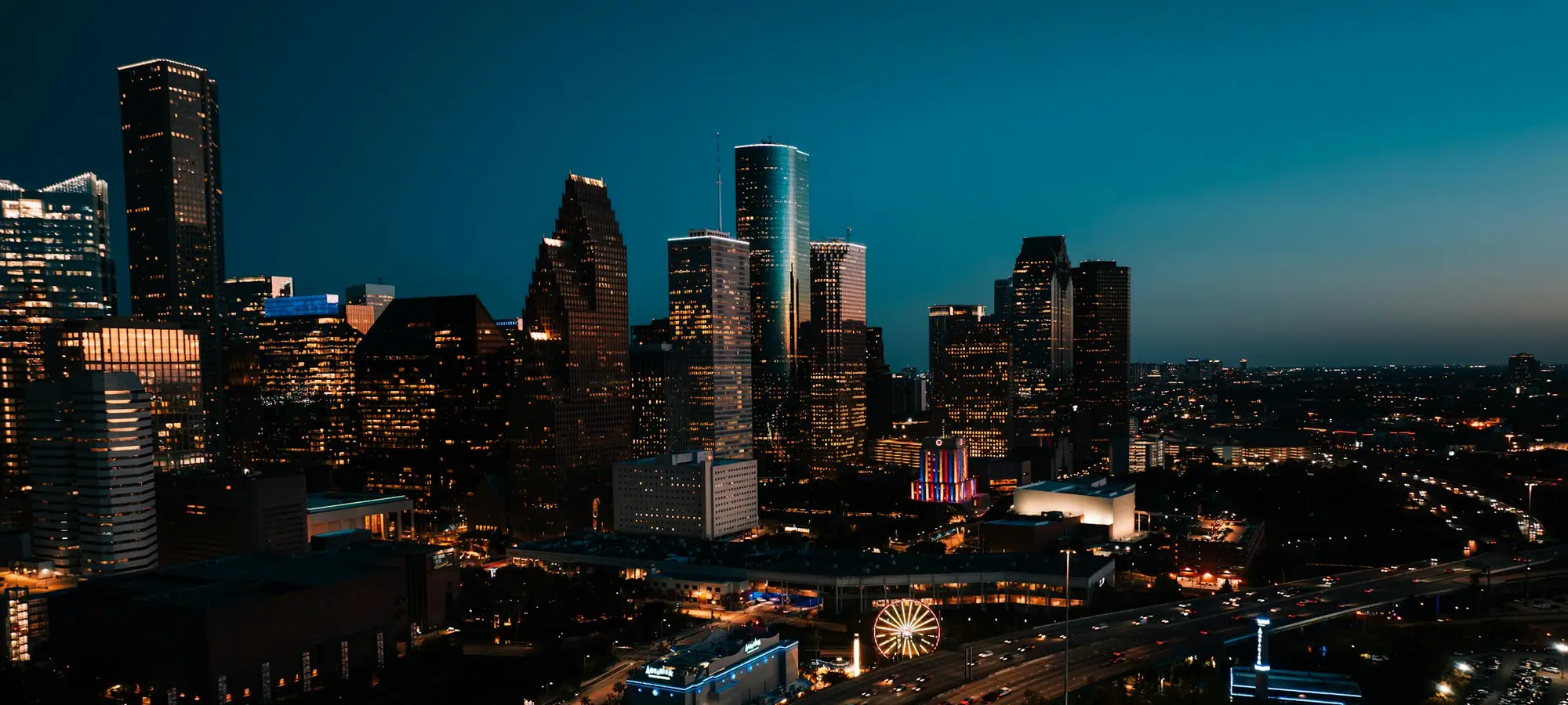Downtown Houston skyline at night