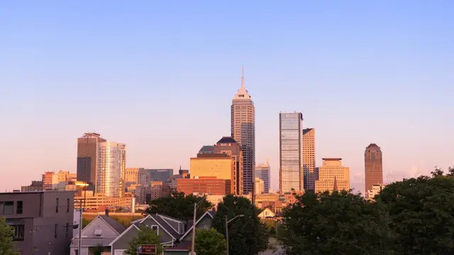 Indianapolis skyline at sunset