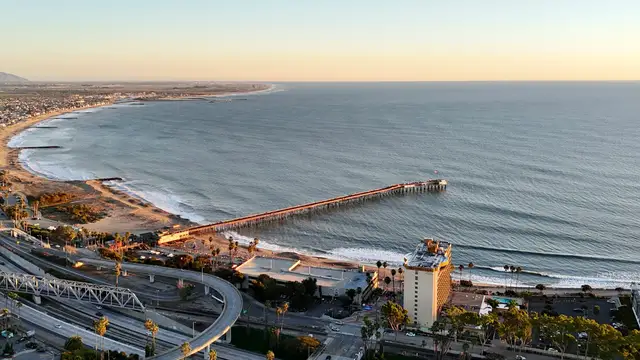 Ventura pier and coastline from above