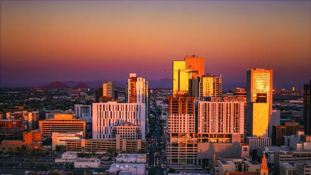 Downtown Phoenix at sunset