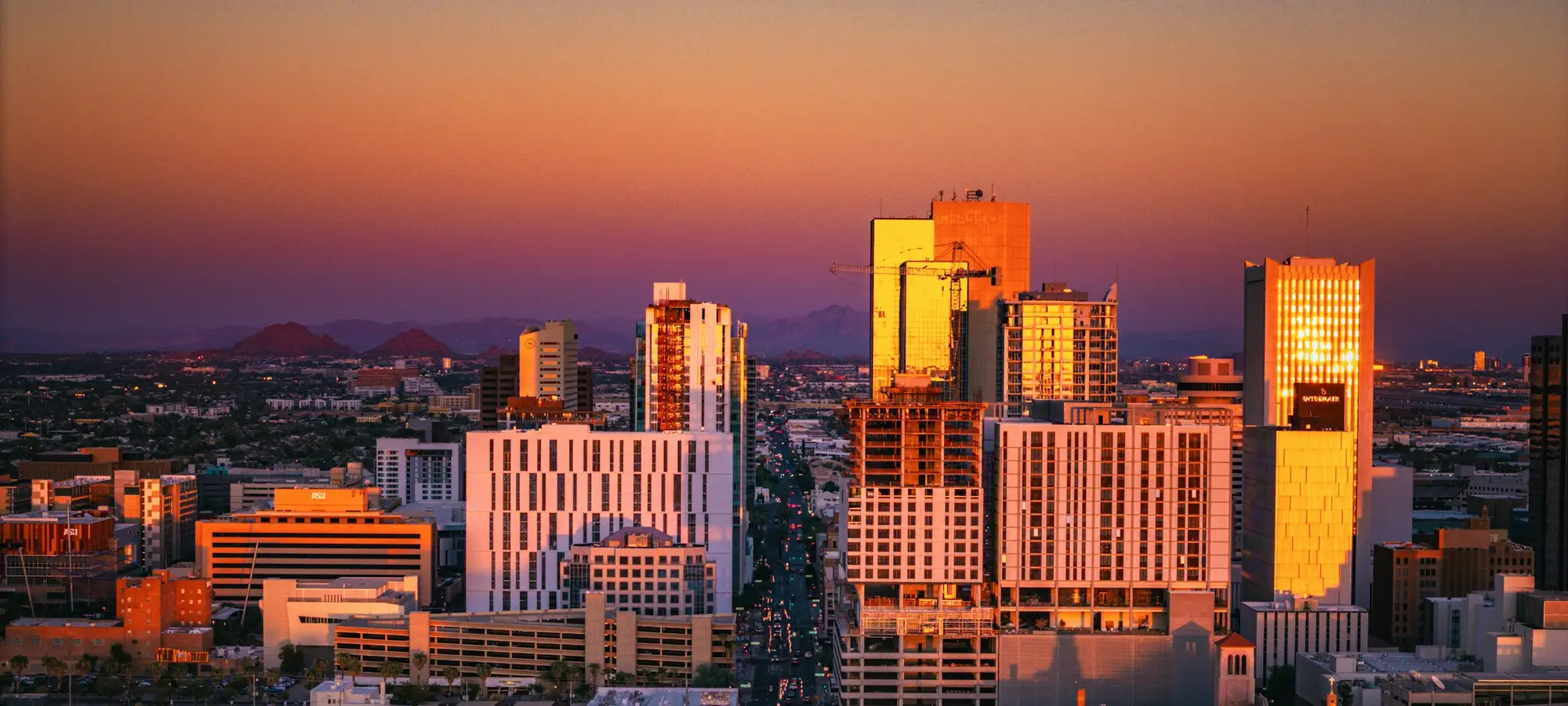 Downtown Phoenix at sunset