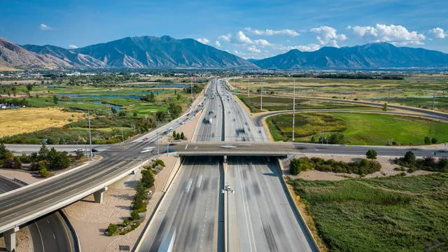 Interstate 15 crossing Utah Valley near Provo