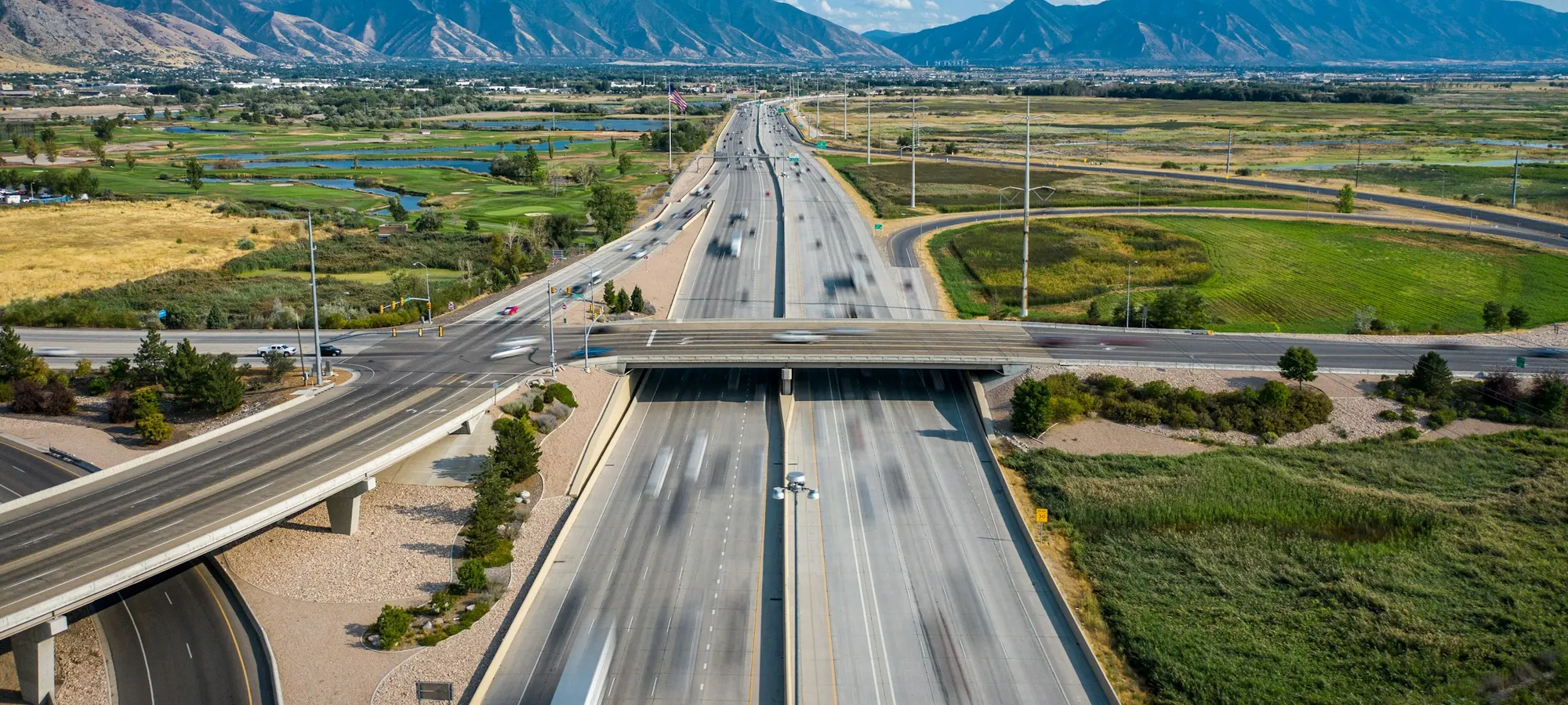 Interstate 15 crossing Utah Valley near Provo