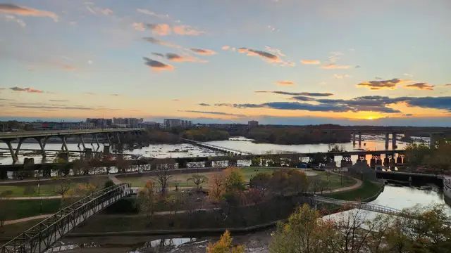 River and bridges at sunset in Richmond, Virginia