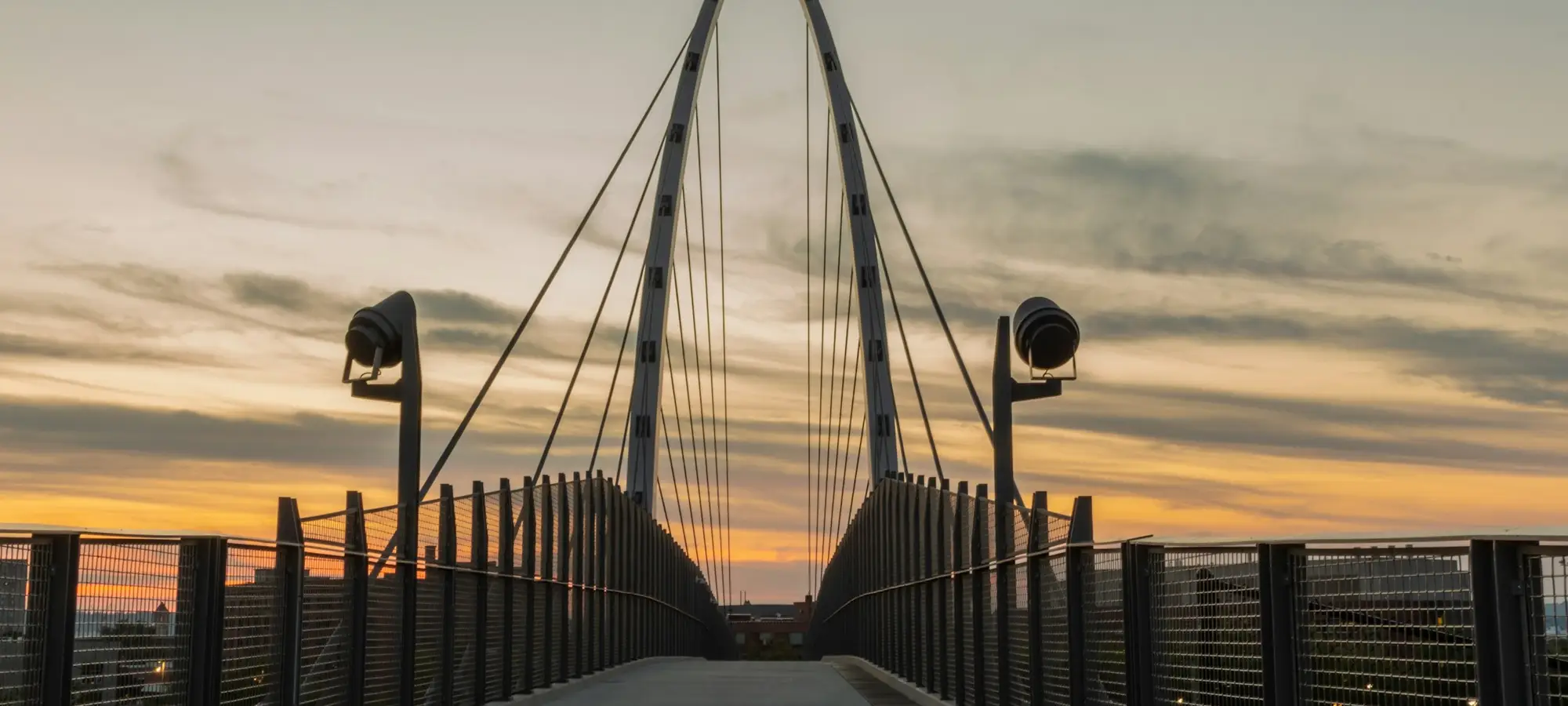 University District Gateway Bridge in Spokane at sunset