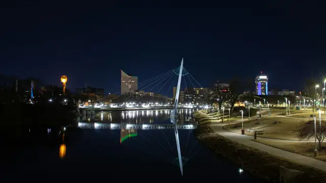 Wichita riverfront at night