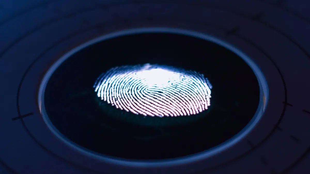 Glowing fingerprint on a scanner