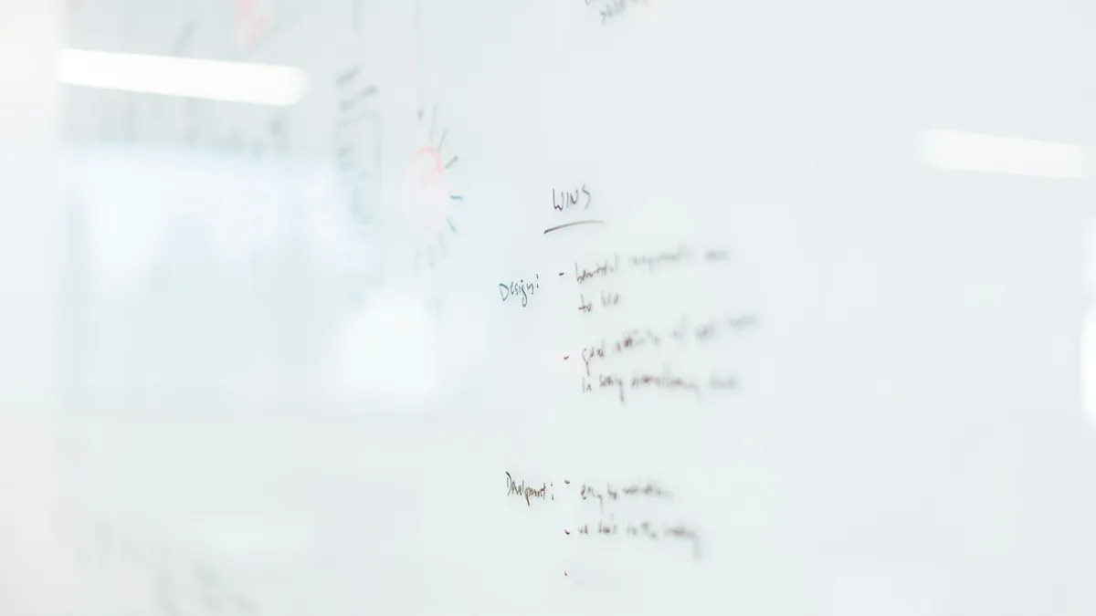 Blank white dry-erase board on a wall